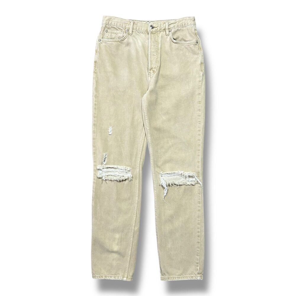 Free People Lasso Jeans We The Free Distressed Button Fly 28 (30x30) Beige Tan